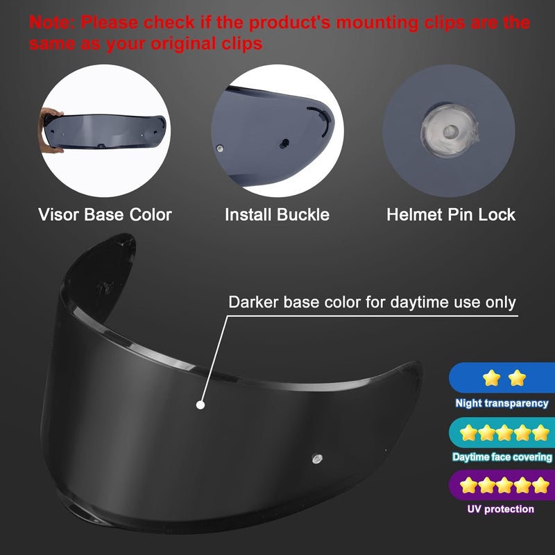 psler Sedici Strada 2 Visor - Sedici Strada 2 and Strada 3 Face Shield Motorcycle Helmet visor Accessories Replacement for LS2 FT2 VECTOR Sedici Strada 2 Strada 3 FF801 FF397，Dark Black - Image 3